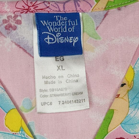 Disney Womens XL Sweet Tink Tinkerbell Scrub Top PInk - Picture 4 of 10